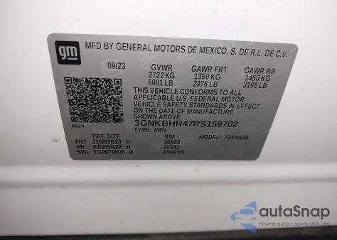 2024 Chevrolet Blazer Awd 2Lt from USA, damaged, VIN 3GNKBHR47RS159702